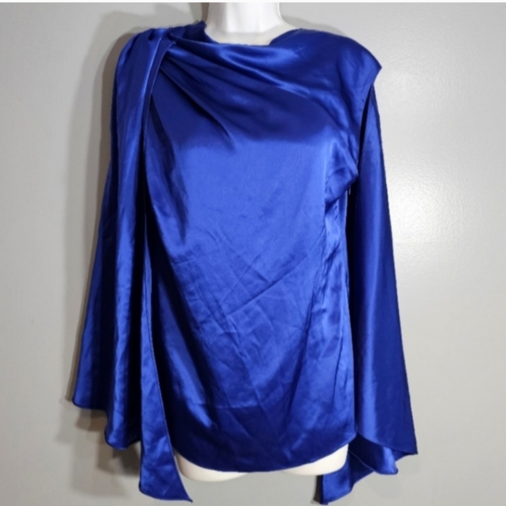 Osman Adena Sleeveless Scarf Top in Rich Sapphire Blue Color